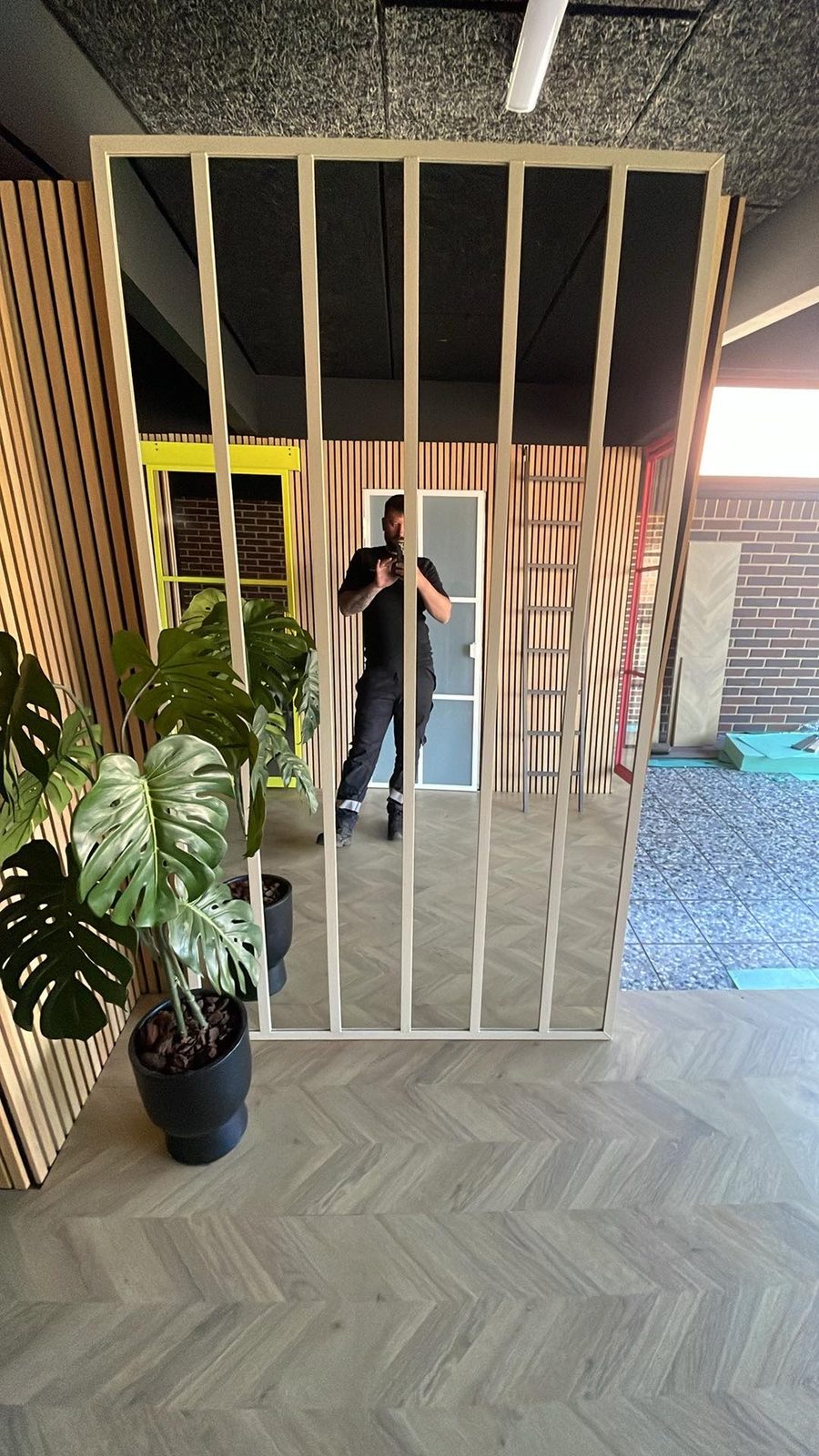 Signature door with strong visual presence.